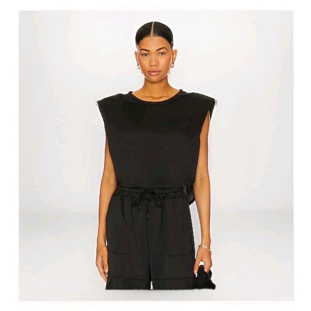 Beach Riot Dunes Crop Muscle Shirt Black Size XS